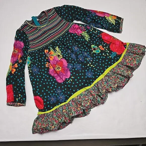 Catimini Toddler Girl Dress 4/104 Boho Style Floral Cotton Zip Back - Picture 1 of 15